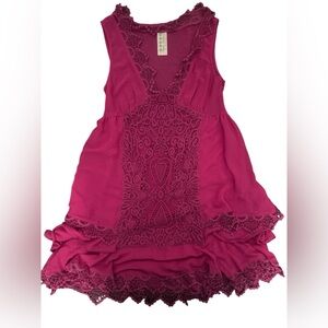 Free People Purple Sheer Lace Mini Dress Size 10